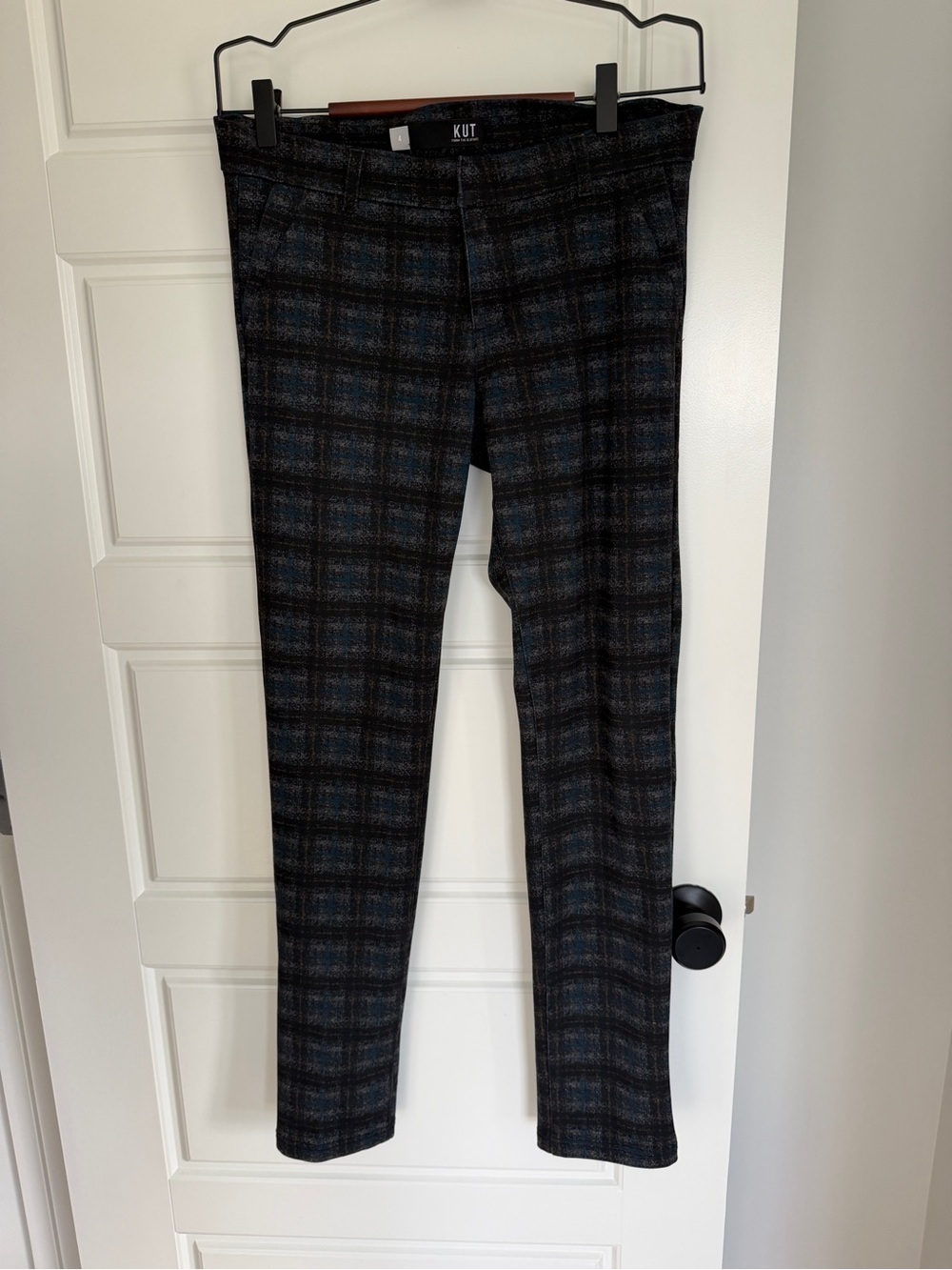 Kut from the Kloth Black and Blue Plaid Skinny Pants